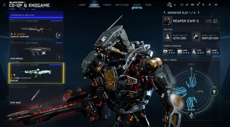 Endgame loadout screen showing ability selection