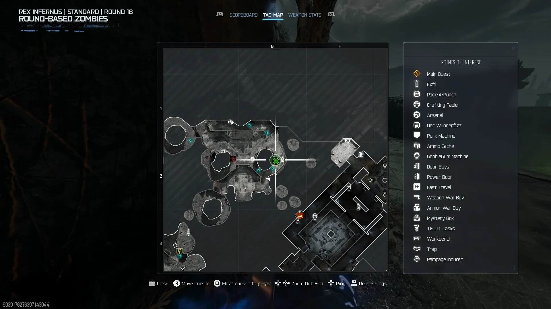 Rex Infernus tac-map showing the area around the Aranea Insula headphone spot