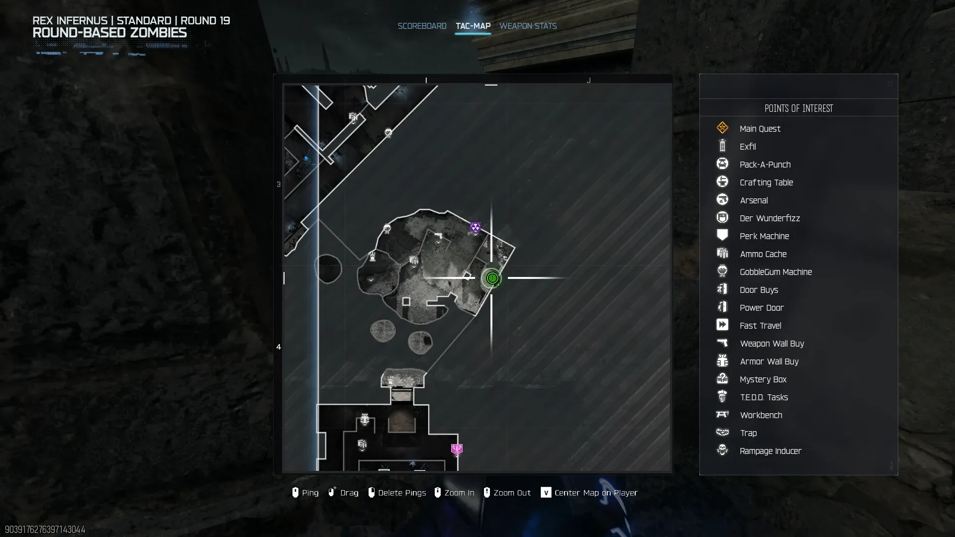Rex Infernus tac-map showing the area around the Ruinas Insula headphone spot