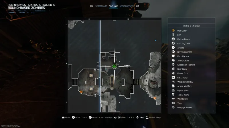 Rex Infernus tac-map showing the area around the Nyxara Main Chamber headphone spot