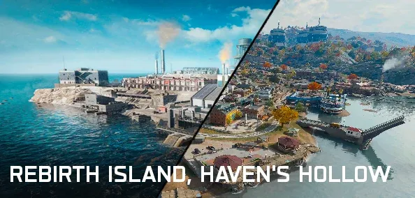 Rebirth Island and Haven's Hollow, the two Resurgence maps in BO7 Warzone