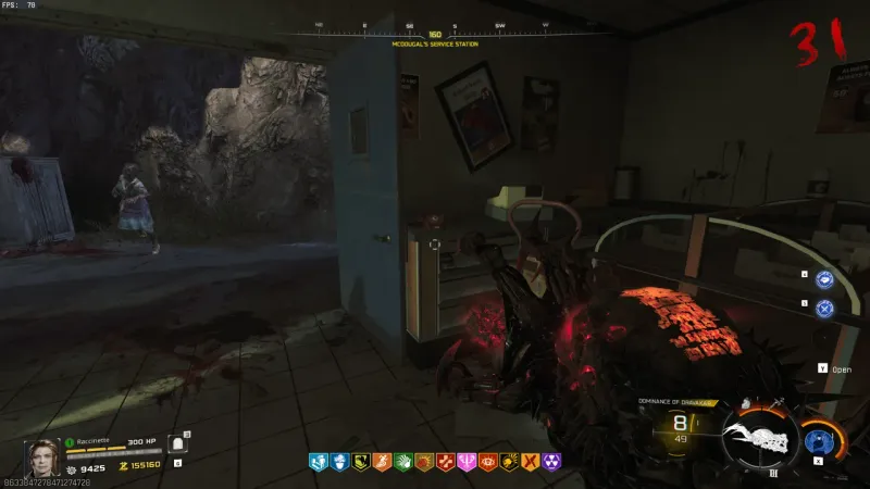 Red rotary telephone on the counter inside McDougal's Service Station on Ashes of the Damned in BO7 Cursed mode