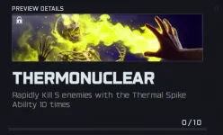 BO7 Thermonuclear calling card showing a flaming skeleton