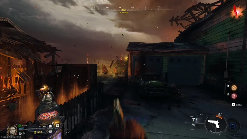 BO7 Cursed mode gameplay showing the stripped-down HUD with a 1911 pistol and no minimap