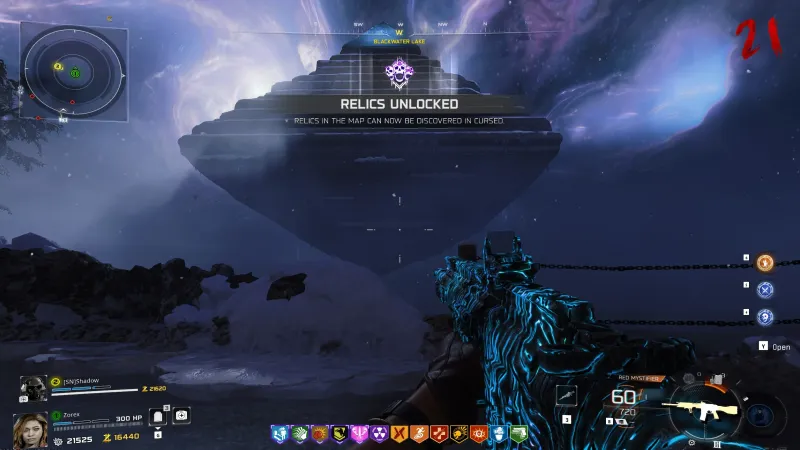 Relics Unlocked notification appearing in-game after interacting with the Mysterious Object in BO7 Zombies
