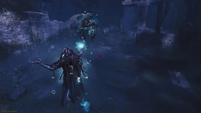 Elder Disciple using blue energy abilities to launch a zombie at the temple during the Dempsey side Easter egg
