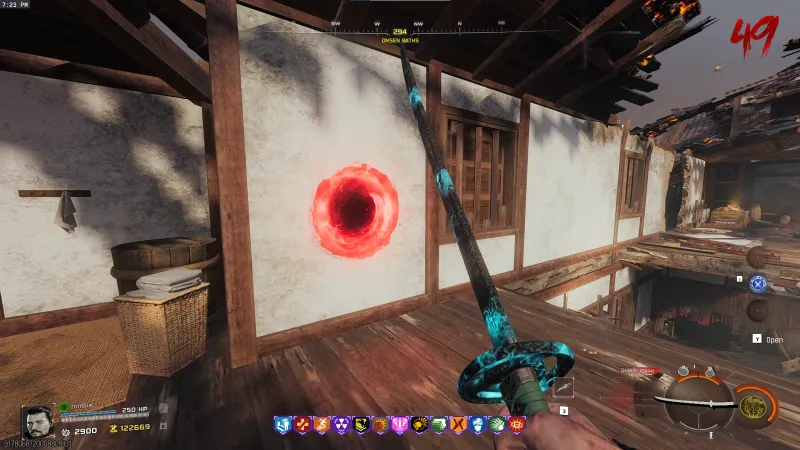 Red Dragon Egg relic portal in the Onsen Baths on Kowakujo opened with the upgraded Path of Sorrows katana in BO7 Zombies