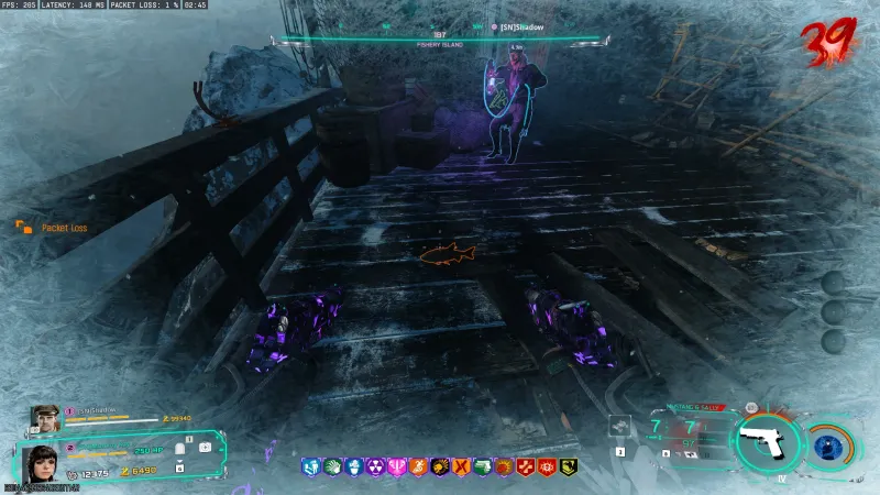 Fishing spot on Fishery Island during a frozen Special Round at round 39 for the Dancing Arnie red fish ingredient