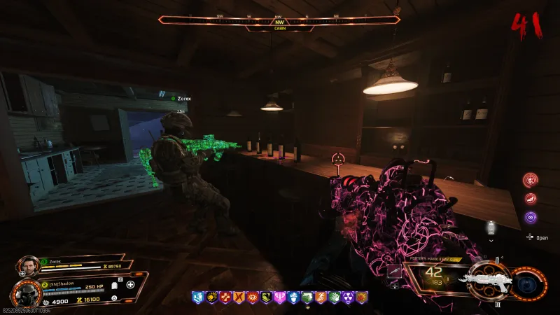Shooting the wine bottles in sequence at the cabin bar for the Focusing Stone Simon Says puzzle in BO7 Cursed mode