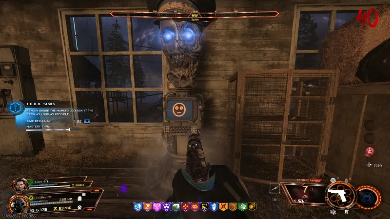 T.E.D.D. defend task remain inside the marked location at the barn on Ashes of the Damned for the Focusing Stone relic