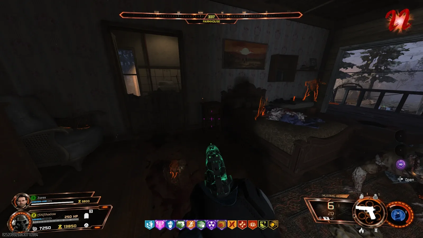 Lit Lawyer's Pen candle on the bedside table in the Farmhouse at Van Dorn Farm in BO7 Zombies