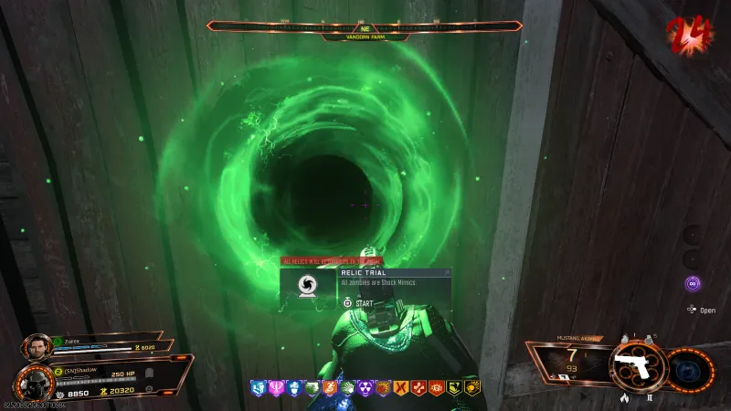 Lawyer's Pen relic trial START prompt in BO7 reading all zombies are Shock Mimics with all relics disabled