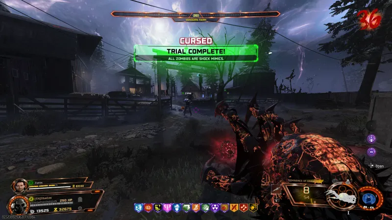 CURSED Trial Complete banner for the Lawyer's Pen relic at Van Dorn Farm in BO7 Zombies