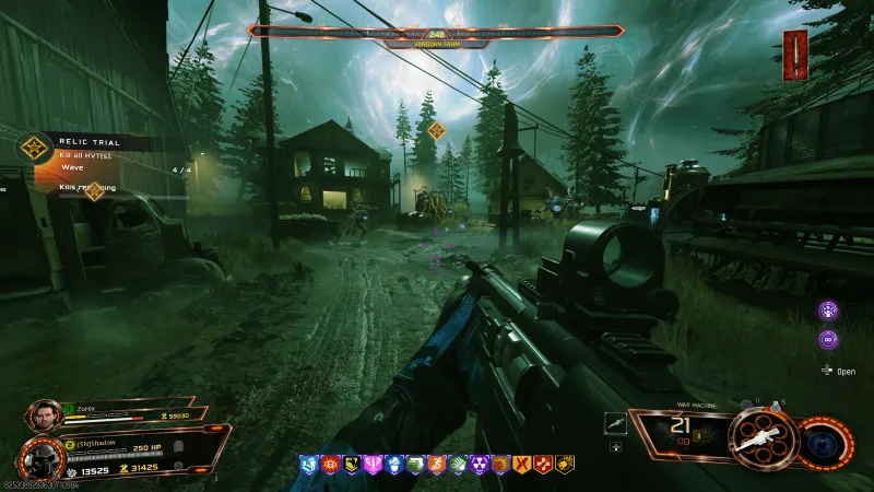 Using the War Machine against HVT Shock Mimics during the Lawyer's Pen relic trial in BO7 Zombies