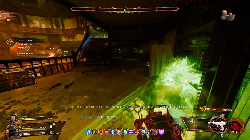 Frenzied Guard field upgrade ready on the final wave of the Matryoshka Doll relic trial in BO7 Zombies