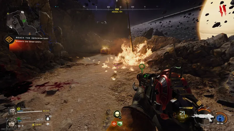First Molotov exploding at the dirt pile under the lamp post at Abyssal Rim during the Nikolai side Easter egg