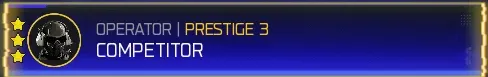 BO7 Operator Prestige 3 label showing three golden stars next to operator name
