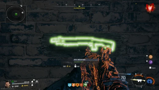 The M10 Breacher wall buy glowing green at Caltheris Entrance on Rex Infernus, costing 750