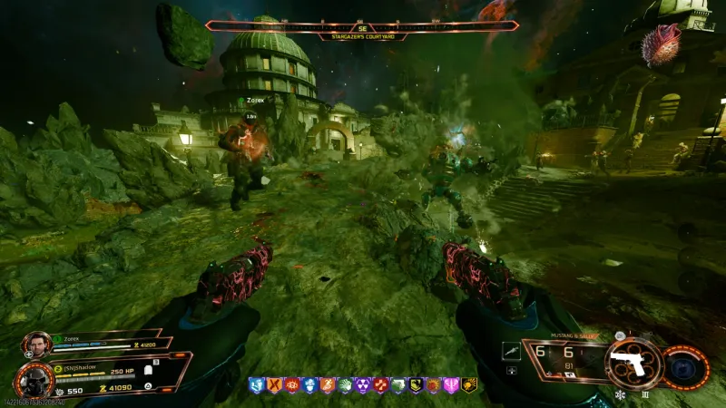Fighting an HVT mech during the Seed relic trial with akimbo Mustang and Sally on Astra Malorum