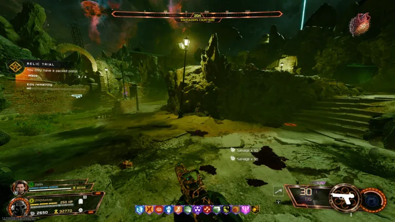 Seed relic trial wave 3 of 4 at the Stargazer's Courtyard with salvage drops in BO7 Astra Malorum