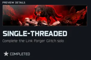 Single-Threaded Dark Ops calling card preview showing in-game description and completion status in BO7 Endgame