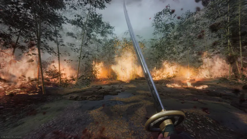 Fire spreading across the memory grounds during the wave fight in the Takeo side Easter egg on Kowakujo