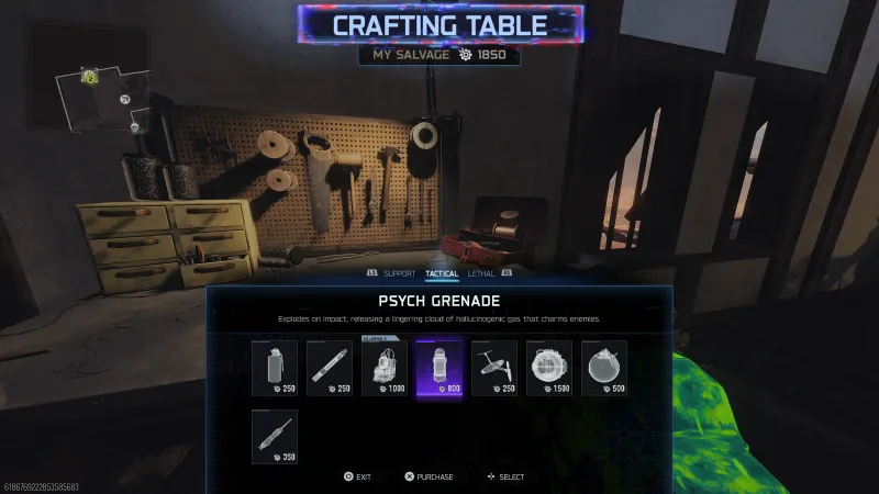 Psych Grenade for sale at the Crafting Table for 800 Salvage on Kowakujo in BO7 Zombies