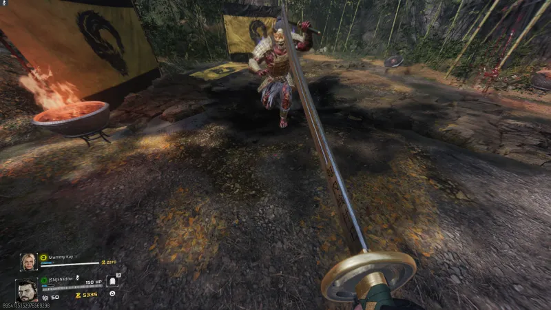 Takeshi, the elite Oni twin-brother boss, during the Takeo side Easter egg fight on Kowakujo