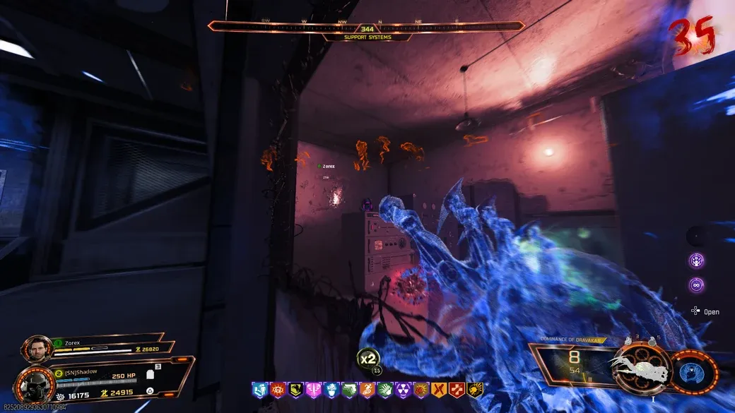 Mr Peeks marker in the Support Systems area seen through the Aether Shroud on Ashes of the Damned in BO7