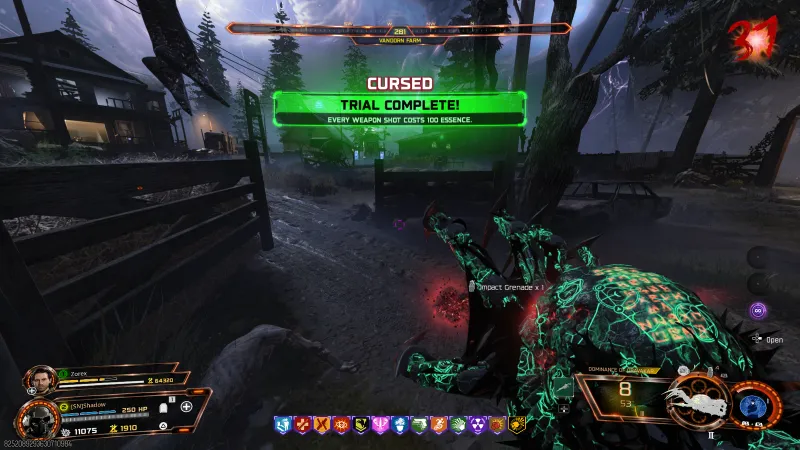 CURSED Trial Complete banner for the Teddy Bear relic on Ashes of the Damned in BO7 Zombies