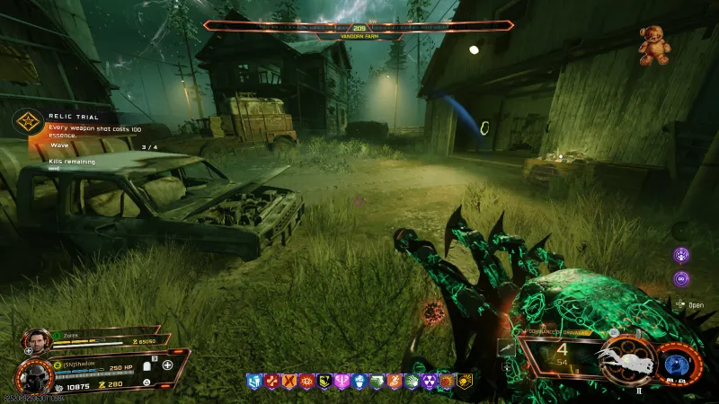 Meleeing zombies with the Necrofluid Gauntlet during the Teddy Bear relic trial in BO7 to avoid the essence penalty
