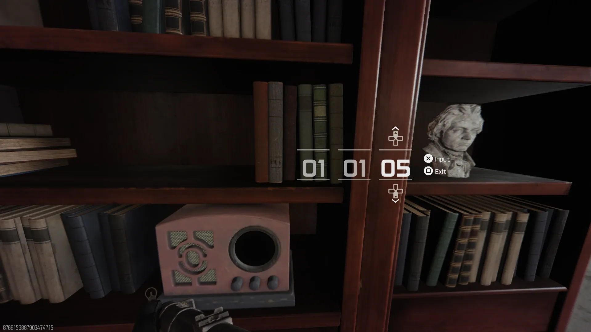 Radio code 01-01-05 entered on the Totenreich castle radio representing Element 115
