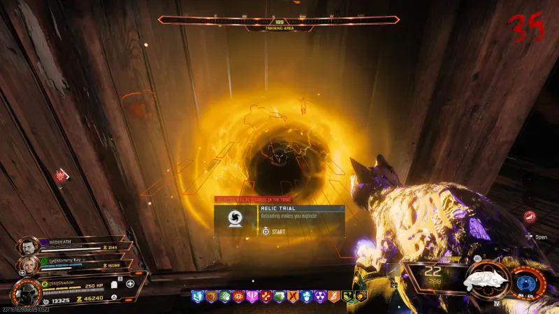 Valkyrie Helmet relic trial portal in the Training Area on Kowakujo with the reloading makes you explode rule on screen in BO7 Zombies