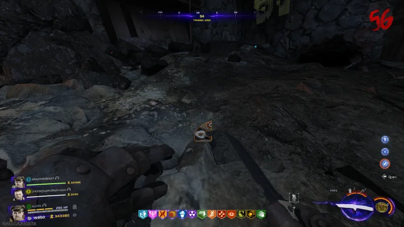 A broken shard piece of the bowl outlined in orange on the rocky floor of the Training Area on Kowakujo in BO7 Zombies