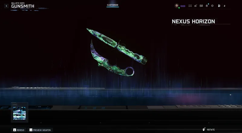 BO7 Ballistic Knife at Level 205 with Nexus Horizon camo