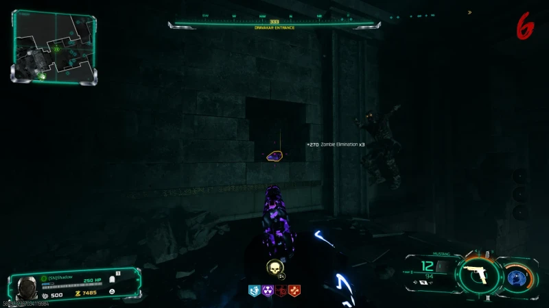 The crystal glowing inside the broken Dravakar wall, ready to grab