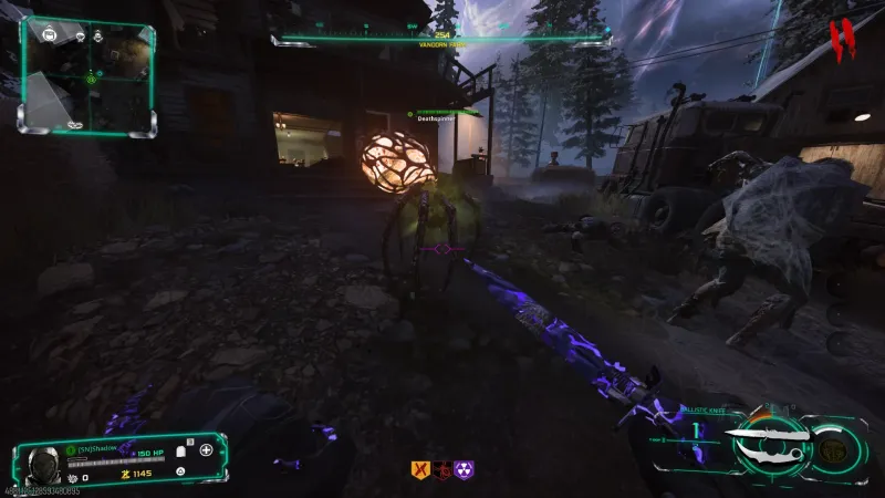 Widow's Wine Hatchling augment in action, the friendly green-tagged Deathspinner it summons fighting next to the player at a high round