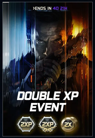 Double XP event banner with countdown timer