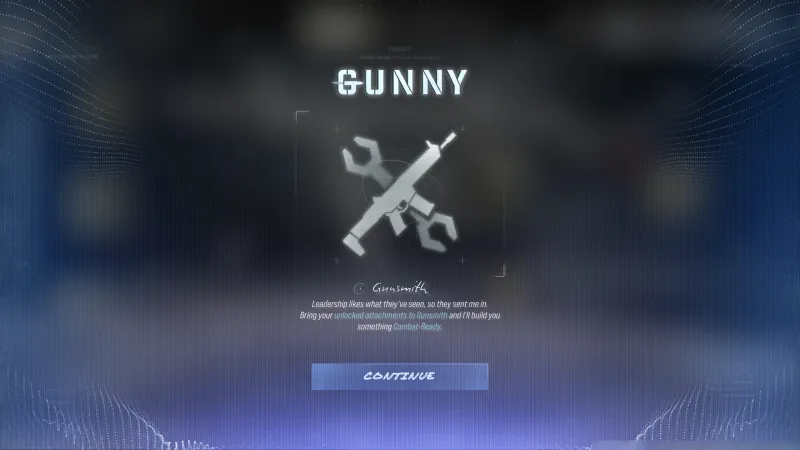 MW4 DMZ Gunny unlock screen introducing the Gunsmith station in the FOB
