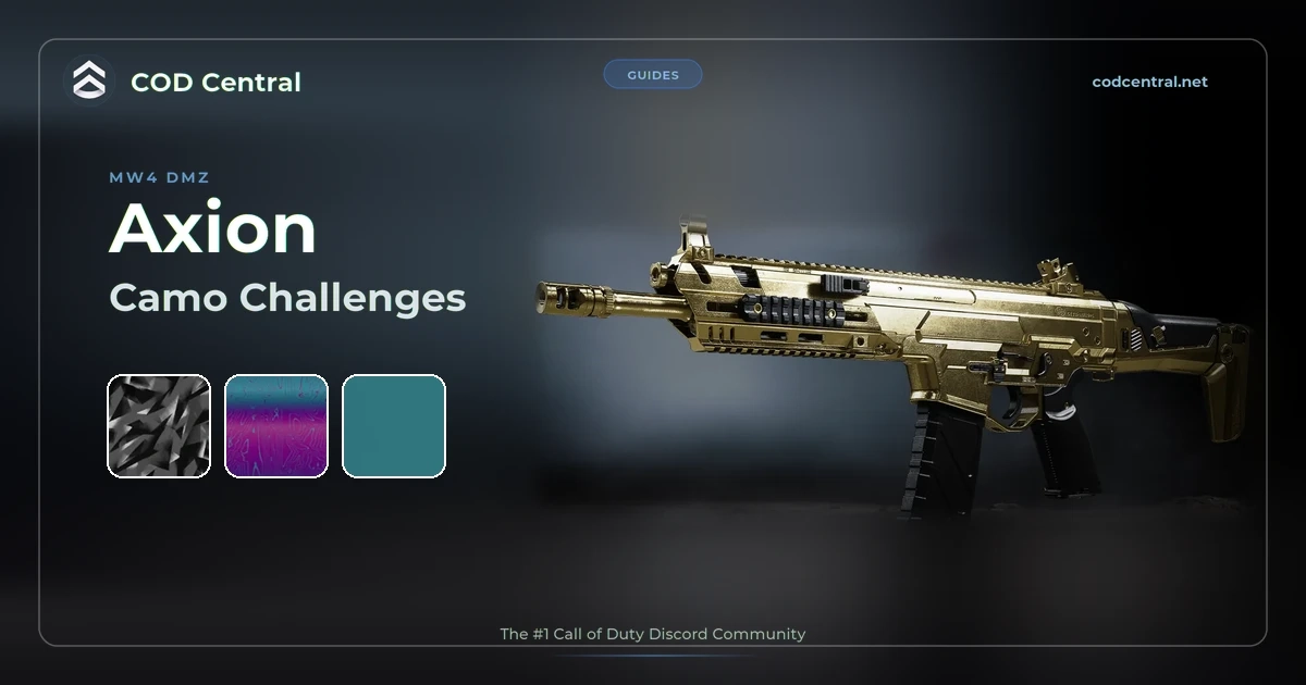 Axion camo challenges in MW4 DMZ: the Axion with the Gold camo and its three Special camos
