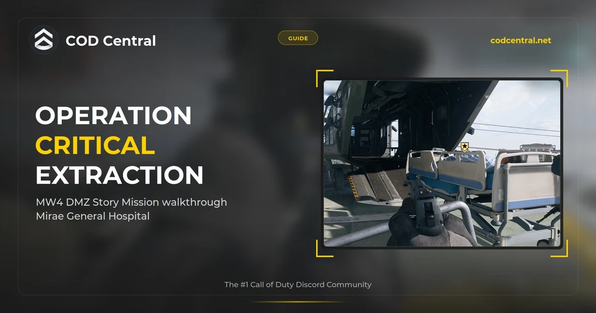 COD Central guide cover for Operation Critical Extraction: General Kang's hospital bed pushed across the hospital roof to the exfil chopper ramp