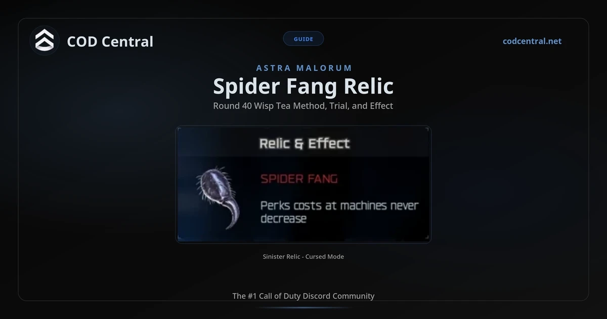 BO7 Spider Fang relic guide on Astra Malorum showing the O.S.C.A.R. elite and Cursed mode trial