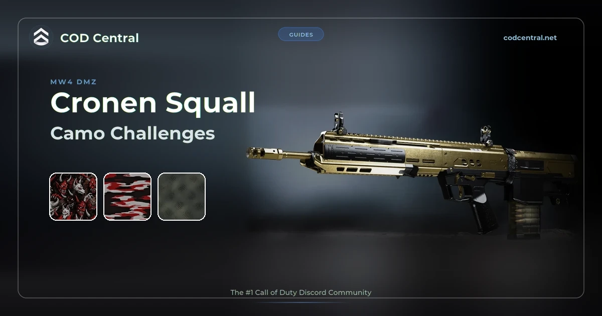 Cronen Squall camo challenges in MW4 DMZ: the Cronen Squall with the Gold camo and its three Special camos