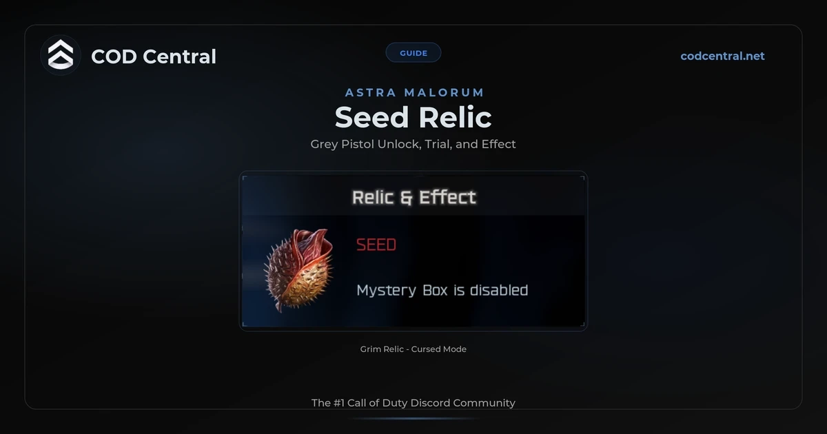 BO7 Seed relic guide for Astra Malorum showing the Cursed mode grey pistol trial
