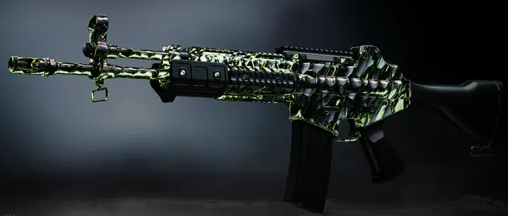 HAN 86 with the Pyroclast Cascade camo in MW4 DMZ