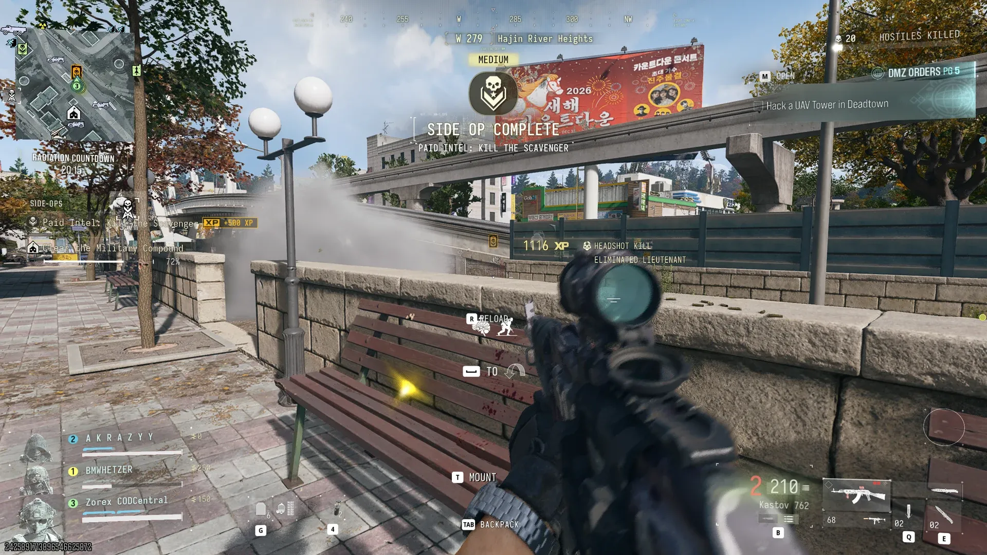 MW4 DMZ Side Op Complete banner Paid Intel Kill the Scavenger at Hajin River Heights