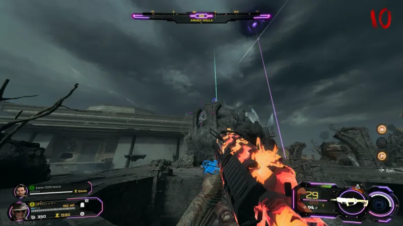 Mr Peeks spawn location in Aranea Insula on Rex Infernus, BO7 Cursed Mode, low against the rock wall