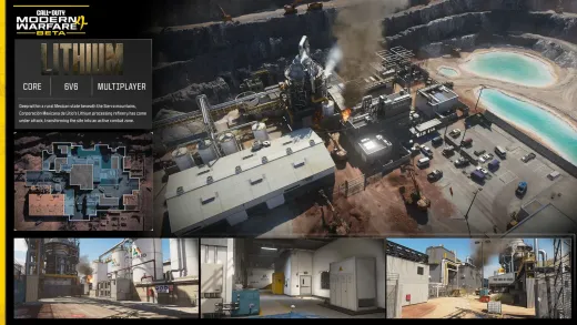 Official MW4 map card for Lithium showing the Mexican lithium refinery and its minimap