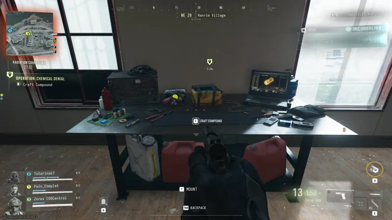 MW4 DMZ Chemical Denial workbench in Hanrim Village with the Craft Compound prompt