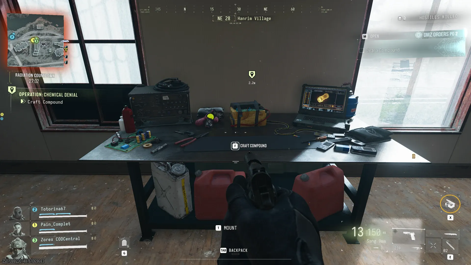 MW4 DMZ Chemical Denial workbench in Hanrim Village with the Craft Compound prompt